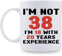 Tasse à café 38 ans pour maman, épouse, amie, sœur, collègue - Tasse 325 ml, j'ai 38 ans, j'ai 18 ans