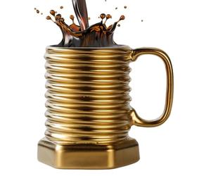 Tasse à café 3D à vis - Tasse hexagonale en de 7,5 x 10,5 cm | 380 ml en céramique avec vis pour boissons, baguettes, repose-bouteilles, cappuccino, lait, cacao, vin, jus, bière, cuisine, café