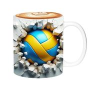Tasse à café 3D en céramique avec motif ballon de volleyball de 325 ml pour les fans de sport | Tasse à café imprimée en 3D pour le thé, le lait, les boissons chaudes, cadeau amusant pour les