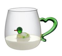 Tasse à café 3D en forme d'animal mignon canard à l'intérieur 400 ml avec poignée en verre borosilicate résistant à la chaleur, idéal pour le café, le thé, le lait, le jus, la crème glacée, tasse