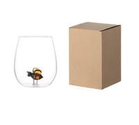 Tasse à café 3D en verre borosilicaté avec un mignon animal à l’intérieur, tasse en verre soufflé à la main représentant un poisson, verre sans pied pour le vin, l’eau, le lait ou les boissons.