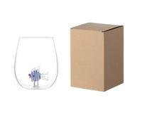 Tasse à café 3D en verre borosilicaté avec un mignon animal à l’intérieur, tasse en verre soufflé à la main représentant un poisson, verre sans pied pour le vin, l’eau, le lait ou les boissons.