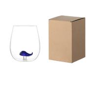 Tasse à café 3D en verre borosilicaté avec un mignon animal à l’intérieur, tasse en verre soufflé à la main représentant un poisson, verre sans pied pour le vin, l’eau, le lait ou les boissons.