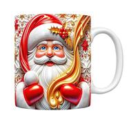 Tasse à café 3D Père Noël - Tasse vintage en céramique avec motif de Noël sculpté, parfaite pour le chocolat chaud, le thé ou le café, décoration de table de vacances et idée cadeau, rouge et blanc