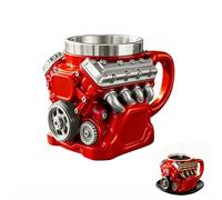 Tasse à café 3D rétro en acier inoxydable avec moteurs V8 - Tasse à café mécanique réaliste en acier inoxydable - Isolation à double paroi - Pour les amateurs de voitures (A)