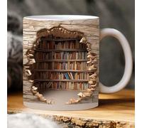 Tasse à café 3D, tasse à café créative 3D pour bibliothèque, tasses à café amusantes en céramique, design espace, multi-usages, pour les lecteurs et les amateurs de livres