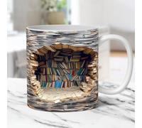 Tasse à café 3D, tasse à café créative 3D pour bibliothèque, tasses à café amusantes en céramique, design espace, multi-usages, pour les lecteurs et les amateurs de livres