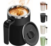 Tasse à Café à Agitation Automatique Avec Affichage De La TempéRature, Tasse à Agitation Automatique Avec Couvercle, Matériau En Acier Inoxydable Adapté Au Café, Au Lait Et à D'Autres Boissons (Noir)