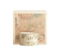 Tasse à café à asperges en céramique résistante à la chaleur peinte à la main 125 ml Ustensiles de boisson personnalisés chinois asperges émeraude [boîte]