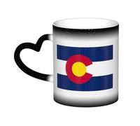 Tasse à café à changement de couleur 325 ml, motif drapeau de l'État du Colorado, sensible à la chaleur, tasse à thé amusante et unique