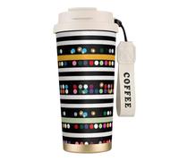 Tasse à café à double paroi en acier inoxydable 316 à rayures noires et blanches à paillettes arc-en-ciel, durable, isolée et élégante, convient pour les amateurs de café et de thé