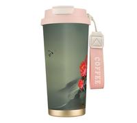 Tasse à café à double paroi en acier inoxydable 316 avec fleur de lotus et libellule, durable, isolée et élégante, adaptée pour les amateurs de café et de thé