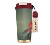 Tasse à café à double paroi en acier inoxydable 316 avec fleur de lotus et libellule, durable, isolée et élégante, adaptée pour les amateurs de café et de thé