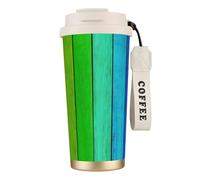 Tasse à café à double paroi en acier inoxydable 316 avec fond en bois de couleur arc-en-ciel, durable, isolée et élégante, adaptée pour les amateurs de café et de thé