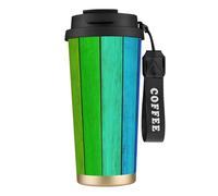 Tasse à café à double paroi en acier inoxydable 316 avec fond en bois de couleur arc-en-ciel, durable, isolée et élégante, adaptée pour les amateurs de café et de thé