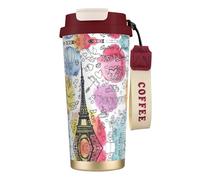 Tasse à café à double paroi en acier inoxydable 316 avec tour Eiffel de Paris - Durable, isolée et élégante - Convient pour les amateurs de café et de thé