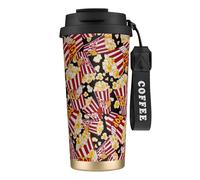 Tasse à café à double paroi en acier inoxydable 316 imprimé pop-corn, durable, isolée et élégante, adaptée pour les amateurs de café et de thé