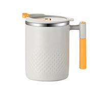 Tasse à café à double paroi en acier inoxydable avec poignée et couvercle pour la maison, la cuisine, tasse isotherme 304 pour garder le café chaud, noir foncé, gris clair, vert clair (gris)