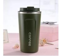Tasse à café à emporter en acier inoxydable de qualité supérieure - Thermos - Tasse à thé - 380 ml - Vert Étiquette
