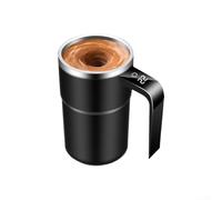 Tasse à café à mélange automatique, 390 ml, tasse à mélanger en acier inoxydable avec affichage de la température, mélangeur magnétique rechargeable, design de voyage ergonomique (acier inoxydable 304