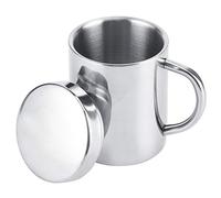 Tasse à Café Acier Inoxydable, 300ml Inox Tasse Isotherme Pour Cafe Tasse Double Paroi Inox Avec Poignée Couvercle Petite Thermique Boire Chope étanches Camping Plein Air Randonnée Bureau Ecole Voyage