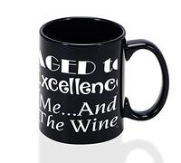 Tasse à café « Aged to Excellence Me... And The Wine » - Tasse à thé fantaisie en céramique avec grande poignée en C pour café, thé, céréales, eau pour bureau, cuisine, maison, école, 325 ml