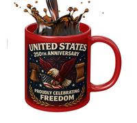 Tasse à café American History, tasse commémorative de 12 oz, verres patriotiques en céramique pour hommes et femmes, capacité généreuse, design imprimé vibrant, accessoire de boisson de vacances pour