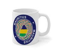 Tasse à café amusante avec drapeau du monde de l'île Maurice - Tasse de voyage unique en céramique - Cadeau pour enseignant, grand-mère, famille, dames, 325 ml - Blanc