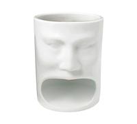 Tasse à café amusante avec support à biscuits en céramique pour thé, lait, petit déjeuner, tasse à eau, tasse à thé blanche, tasse à eau style visage humain CnW863 (blanc, taille unique)