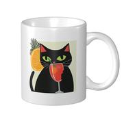Tasse à café amusante Black Cat's Drink Time de 11 oz, design vibrant et magnifique, tasse à café et à thé amusante de style moderne, illustration unique pour animal, idéale comme cadeau pour votre me