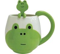 Tasse à café amusante de 414 ml en forme de grenouille avec cuillère - Cadeau amusant - Tasse fantaisie en céramique - Cadeau pour homme et femme - Anniversaire Noël