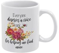 Tasse à café amusante en céramique 11 oz - Tout le monde mérite une voix. Merci de m'avoir aidé à trouver la mienne - Tasse à café et à thé fantaisie pour femme, patron, ami, employé ou conjoint