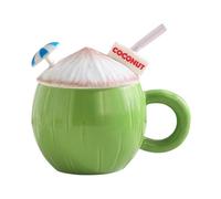Tasse à café amusante en céramique de 355 ml avec couvercle à paille pour la maison, le bureau ou l'appartement, la ferme, l'été, l'esthétique des femmes avec fonction anti-déversement, café, thé