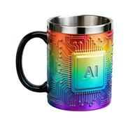 Tasse à café amusante en forme de puce sur le thème de la technologie - En acier inoxydable - Pour temps froid, pique-nique, pêche, plein air, feu de camp, thé, randonnée, jeu de fête, whisky