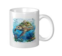 Tasse à café amusante Fantasy Turtle Island 11 oz, tasses à café en porcelaine blanche, peut boire chaud et froid pendant longtemps, tasse à café et à thé élégante pour le bureau, idéale comme cadeau