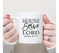 Tasse à café « As for Me and My House We Will Serve The Lord Joshua 24:15 » - 325 ml - Verse de la Bible - Tasse à café inspirante en céramique - Cadeau pour meilleure amie, maman, papa, sœur,