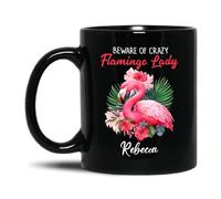 Tasse À Café Attention À La Folle Dame Aux Flamants Roses Céramique Mug Personnalisé Mug À Café Durable Mugs pour Cadeau d'anniversaire Souvenir Maman 330Ml