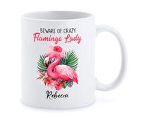 Tasse À Café Attention À La Folle Dame Aux Flamants Roses Mug À Café Personnalisé Tasse À Thé Durable Céramique Mug pour Cadeaux Réconfortants Meilleures Amies Maman 330Ml