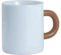 Tasse à café au Lait, Ensemble de Tasses à Expresso en Porcelaine, mug, Tasse à café, Tasse à thé 300 ML, Tasse en céramique Blanche et Grande Anse Marron, Conv