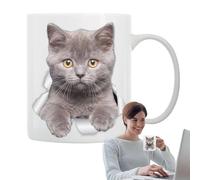 Tasse à café au lait - Tasse à café cool, tasse à café du matin | Tasse à thé amusante en céramique pour chat, chaton pour thé, lait, café, bureau, 9,5 x 8 cm