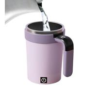 Tasse à café automatique - Gobelet mélangeur avec écran temp rechargeable 380 ml, bouteille mixeur lait cacao automatique, vaisselle de voyage électrique portable, acier inoxydable rotatif magnétique