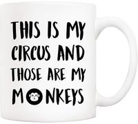 Tasse à café avec citation amusante, « Ceci est mon cirque et ce sont mes singes », tasses en céramique fantaisie 11 oz, anniversaire unique pour fille, enseignante, amie