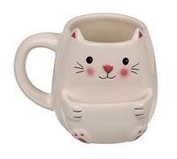 Out Of The Blue – Tasse à café avec compartiment à biscuits – Motif chat – Transparent