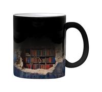 Tasse à café avec étagère, tasse à café avec étagère de bibliothèque, tasse d'étagère sensible à la chaleur, tasse à café pour amateurs de livres, tasses d'étagère de bibliothèque en ica
