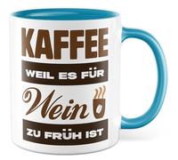 Tasse à café avec inscription en allemand - Cadeau de café parce qu'il est trop tôt pour le vin - Tasse à café 330 ml en céramique - Tasse à café Kafeeliebe Caféine