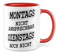 Tasse à café avec inscription en allemand - Cadeau du lundi non sensible - Mardi non plus - Tasse à café 330 ml en céramique - Muffel du matin Tasse à café humoristique