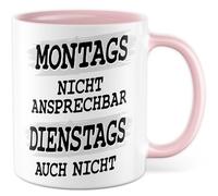Tasse à café avec inscription en allemand - Cadeau du lundi non sensible - Mardi non plus - Tasse à café 330 ml en céramique - Muffel du matin Tasse à café humoristique