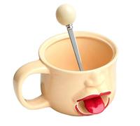 Tasse à café avec langue - 255 Ml Avec Cuillère Et Décoration D'Intérieur | Mug en Céramique Langue Interactive | Pour Maison, Bureau, Cuisine, Table, Comptoir, Anniversaire, Fêtes, Pendaison De