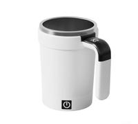 Tasse à café avec mélangeur automatique avec affichage numérique de la température, mélangeur magnétique rechargeable par USB pour café, thé, chocolat chaud ou lait, ABS et acier inoxydable (blanc)