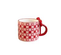 Tasse à café avec noeud & coeur Rose Rouge l Douce tasse à thé pour femmes - Tasse adorable pour café, thé ou cacao, idée cadeau pour femme Femme